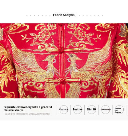 Xiuhe Wedding Dress Bride Plus Size Dragon Phoenix Gown Set