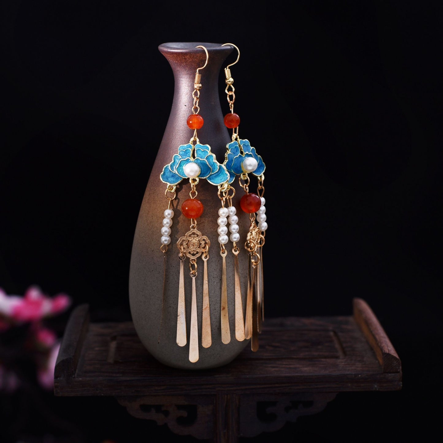 Burnt Blue Earrings | Ancient Style Tang Ming Dynasty Retro Hanfu Accessory