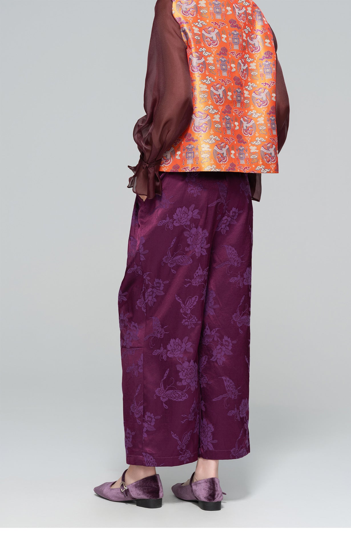 High-End Elegant Jacquard Slimming Loose Pants for Women