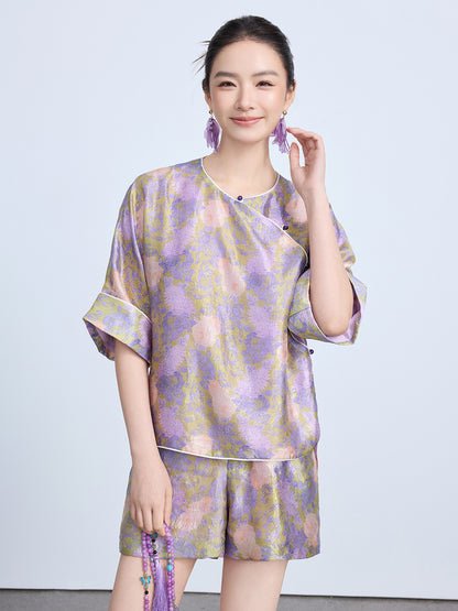 Elegant Chinese Style Summer Top & Shorts Outfit