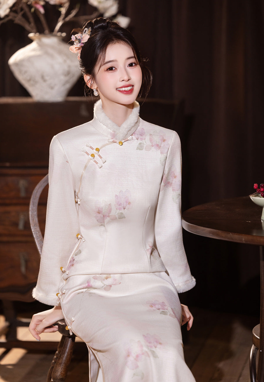 High-End Chinese Qipao – Gorgeous Winter Dress for Women