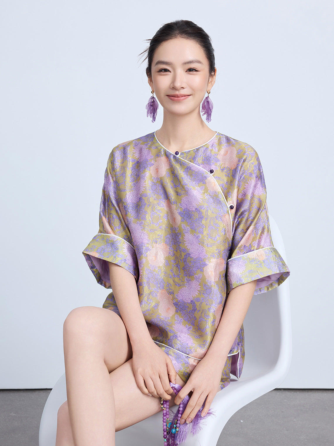 Elegant Chinese Style Summer Top & Shorts Outfit