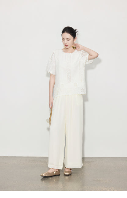 Elegant High-Waist Wide-Leg Summer Pants