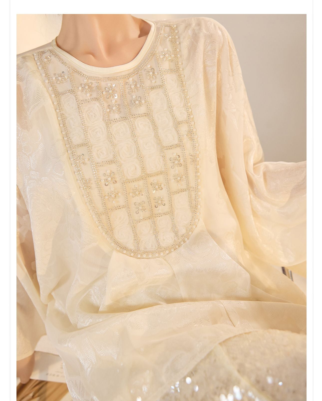 New Chinese Style Beaded Embroidered High-End Blouse for Women