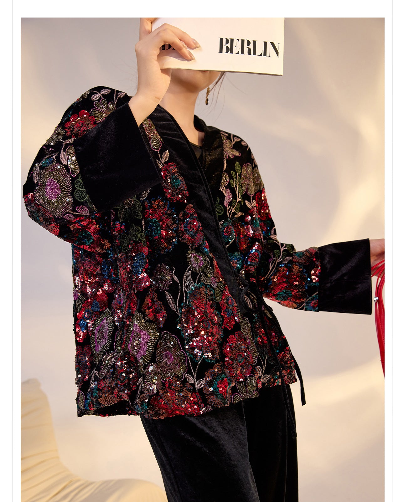 High-End New Chinese Style Embroidered Sequin Coat | Elegant National Top
