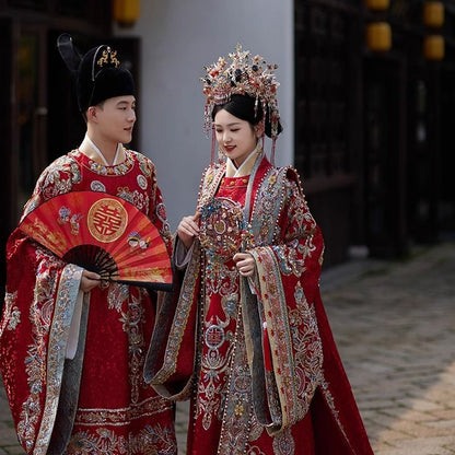 Ming Dynasty Hanfu Wedding Dress Set – Bride Phoenix Crown Xianpei