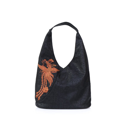 Elegant Xiangyun Silk Embroidered Bag — Large National Style Tote