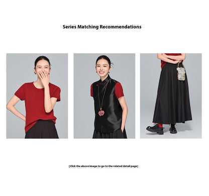 Slimming Vintage Half Skirt with Wide Hem for Women