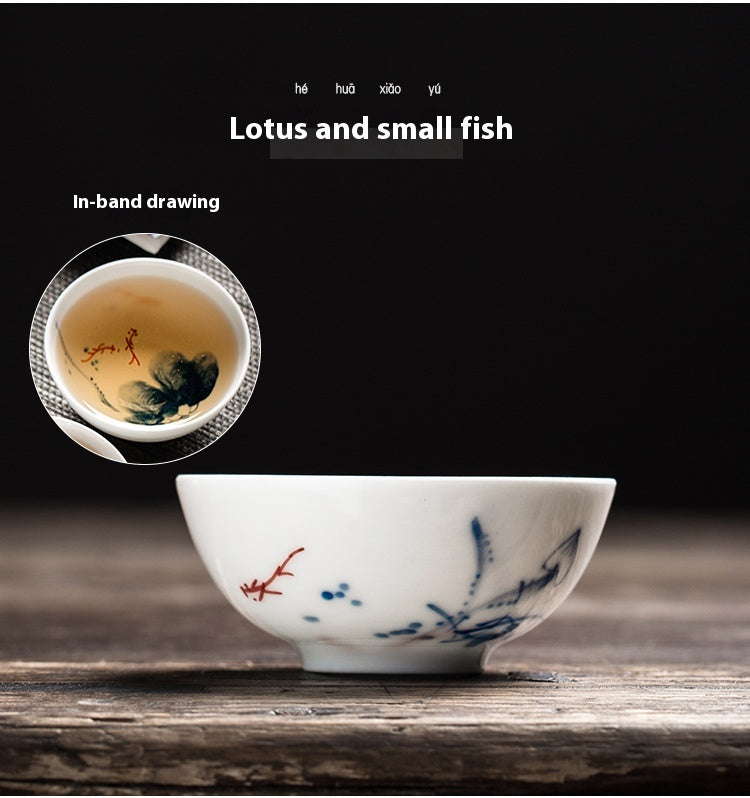 Hand-Painted Blue and White Porcelain Master Tea Cup Jingdezhen