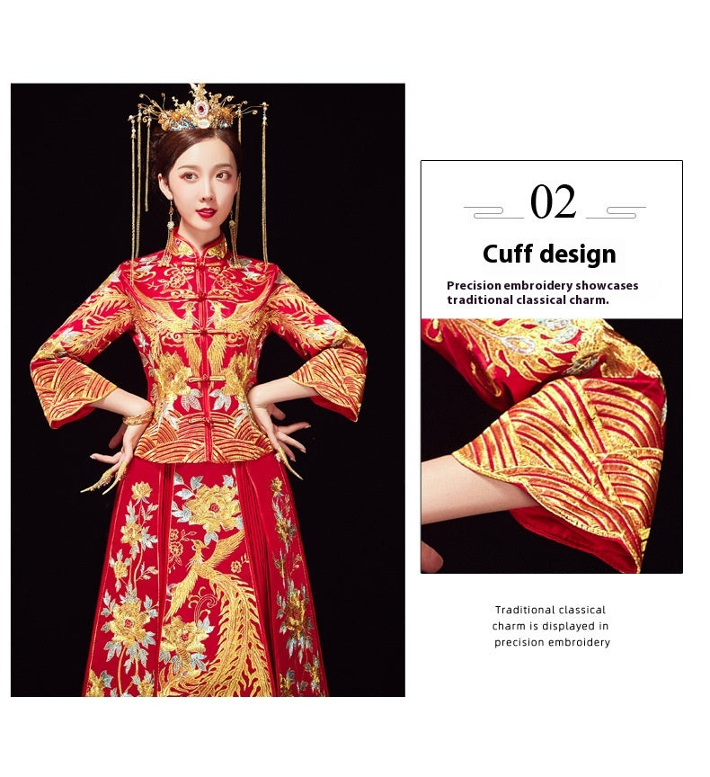 Xiuhe Wedding Dress Bride Plus Size Dragon Phoenix Gown Set