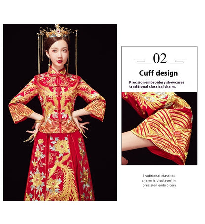 Xiuhe Wedding Dress Bride Plus Size Dragon Phoenix Gown Set