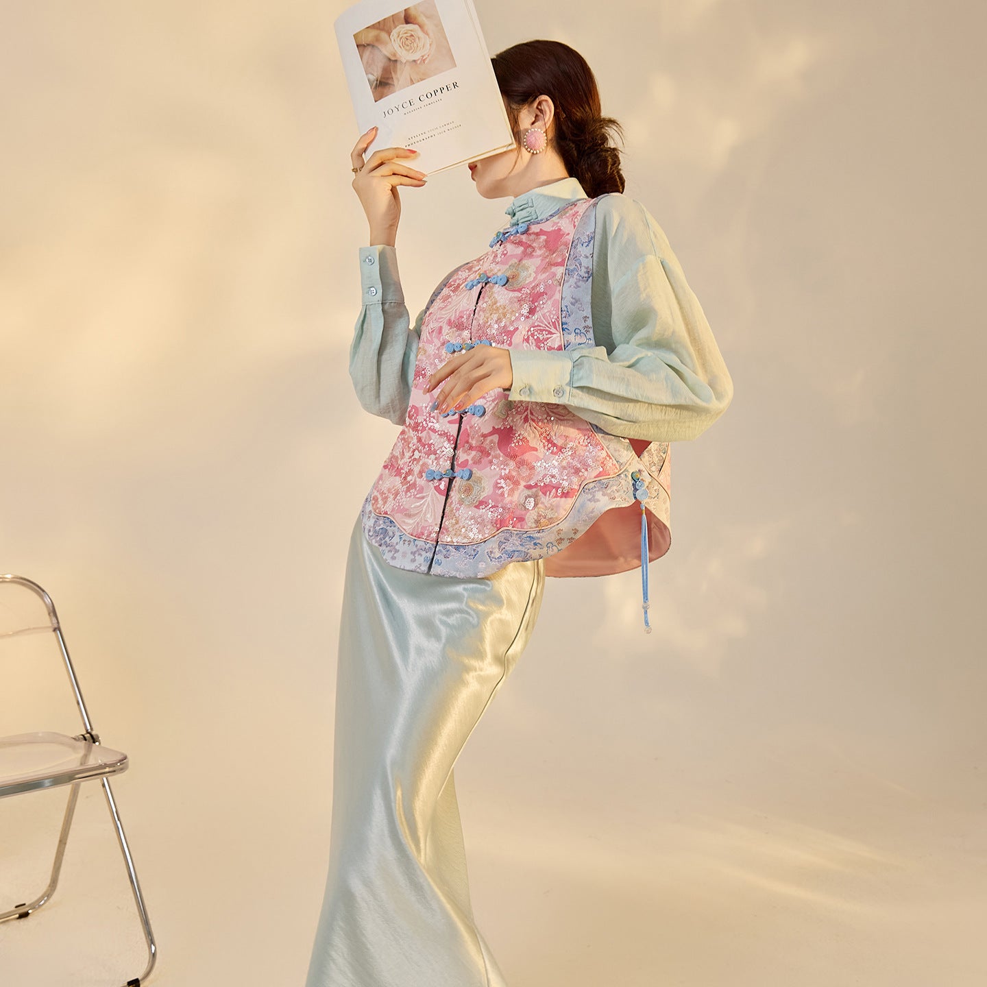 Jacquard Sequin Tank Top – Elegant National Style Women's Wear