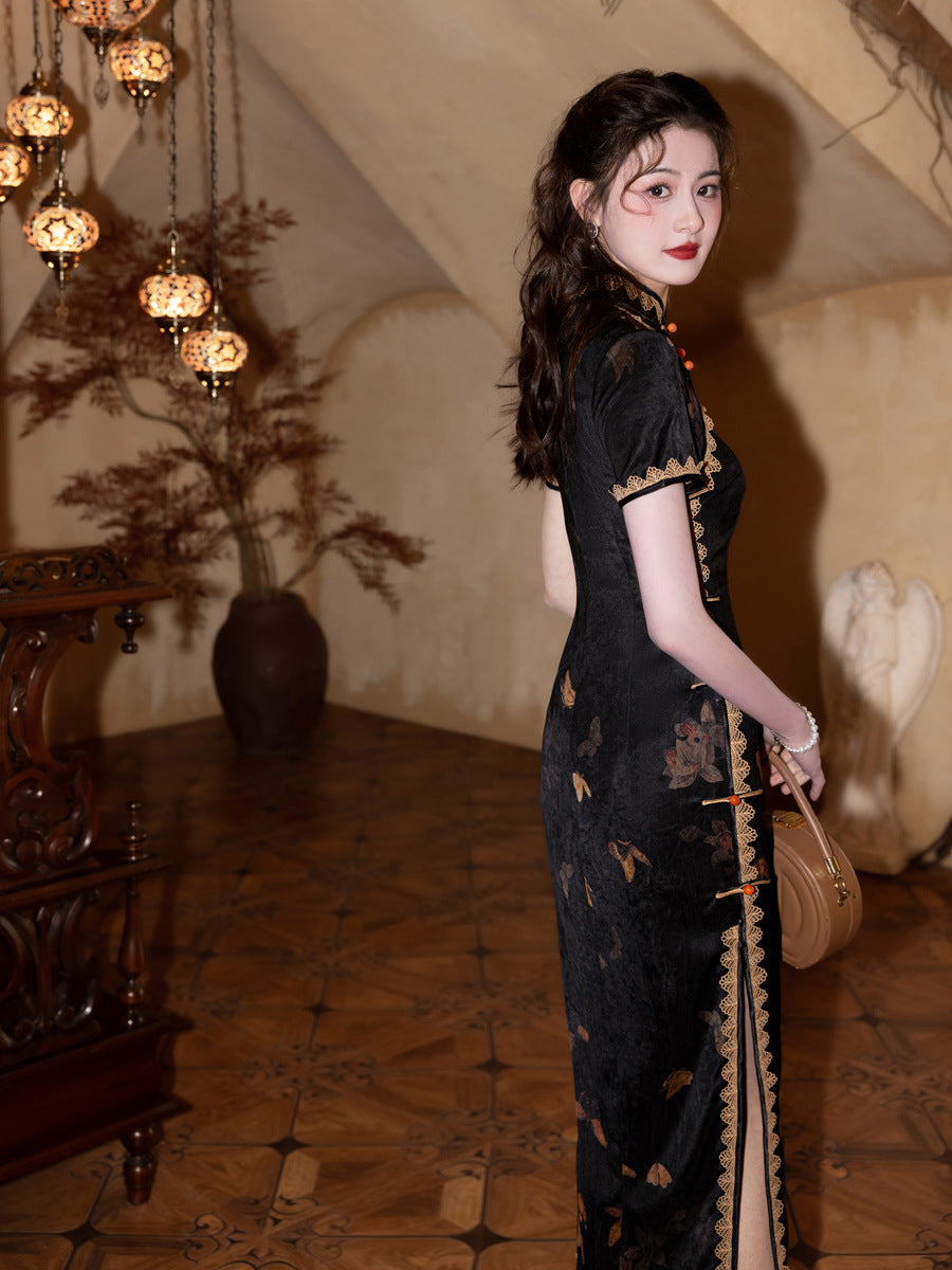 Black Dream Cheongsam – Youth High-End Slim Fit Dress