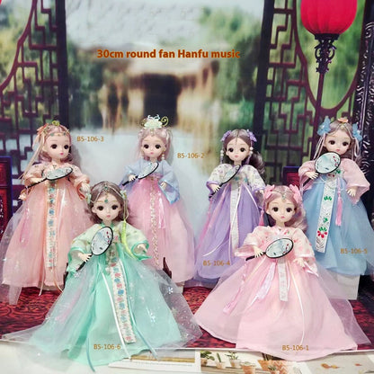 Ancient Style Hanfu Music Multi-Joint Cute Baby Light Singing Doll Figurine Girl Gift Children's Toy