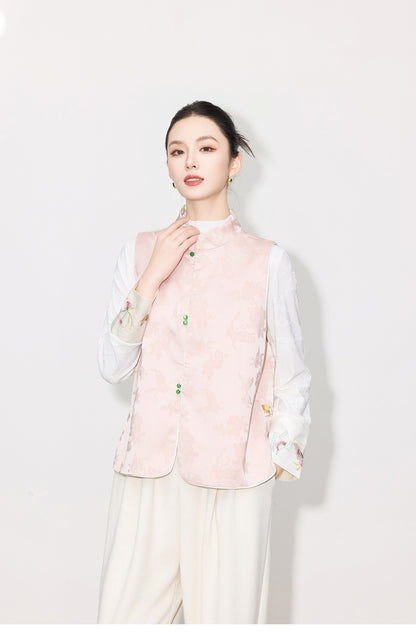 High-End Elegant Jacquard Vest Top for Women