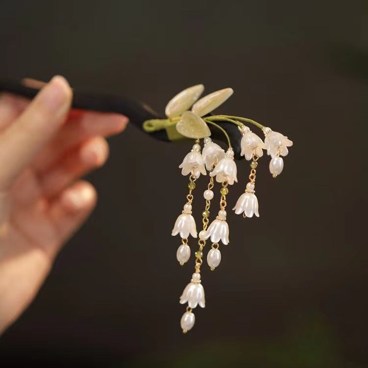 Step Shake Tassel Lily of the Valley Hairpin | Chinese Style Hanfu Cheongsam Accessory