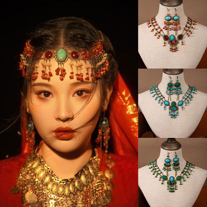 Exotic Ancient Style Hair Ornament Set | Hanfu Earrings Necklace Hair Accessory