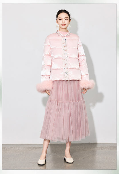 Luxury Pleated Mesh Skirt — Fairy-Inspired Layered Hem Midi