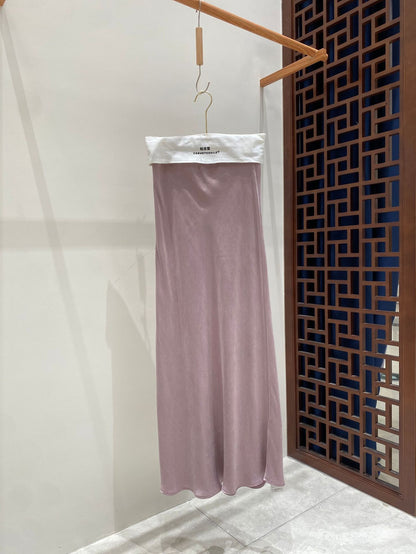 Autumn High-Waist Cupro Silk Skirt for Women