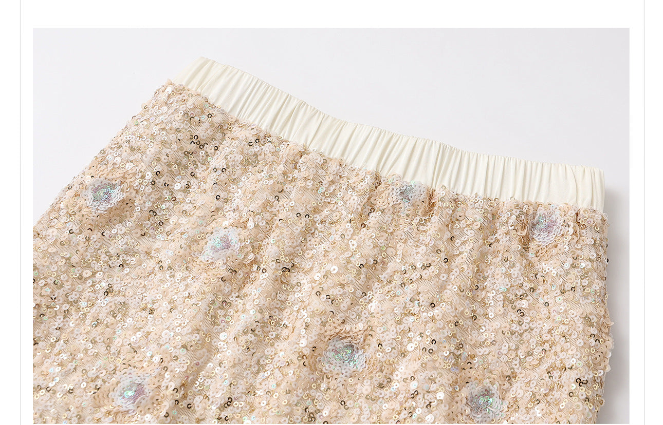 National Style2025Summer New Beaded Embroidery New Chinese Style Sequin Mermaid Skirt Vest Pants Set