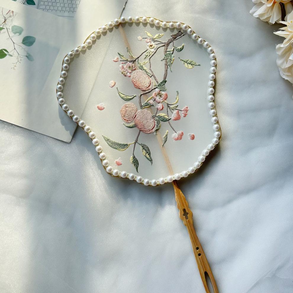 Ancient Style Tassel Round Fan — Hanfu Dance Fan for Adults & Kids