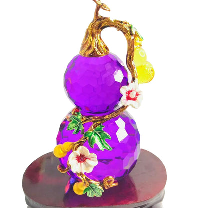 Five Blessings Amethyst Gourd Ornament — Wealth & Luck Home Gift