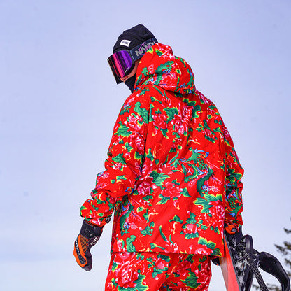 Northeast Large Floral Cotton Jacket Fleece Lined Warm Winter Coat