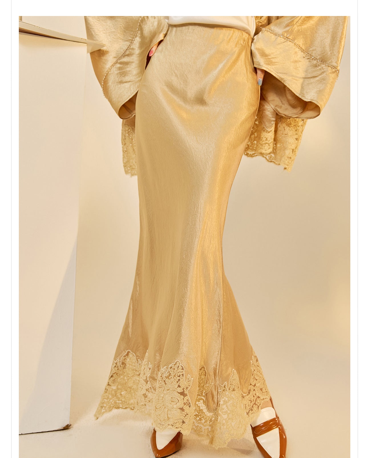 New Chinese Style Embroidered Jacket Skirt Set | Heavy Bead Lace Patchwork