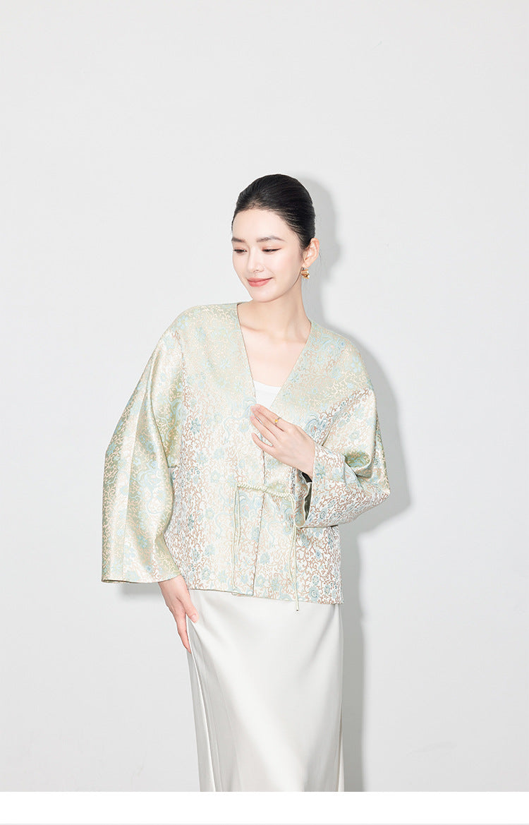 Stylish Autumn Jacquard Collar Blouse for Women