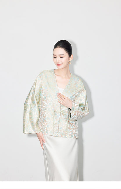 Stylish Autumn Jacquard Collar Blouse for Women