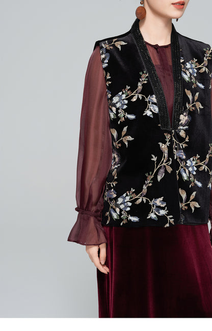 Sophisticated Heavy Embroidery Sequin Vest