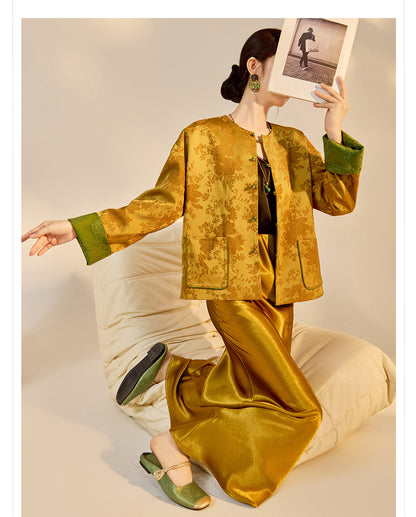 New Chinese Style Reversible Jacquard Elegant Top