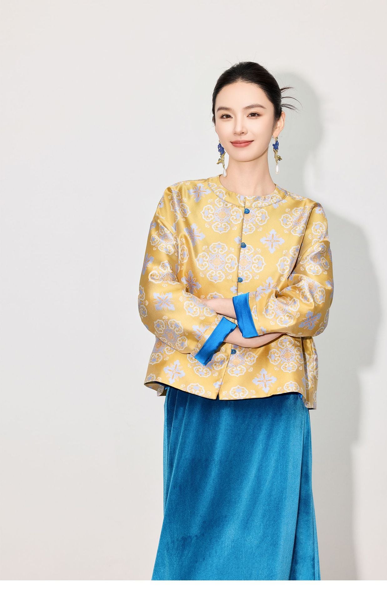 Stylish Retro Jacquard Long Sleeve Jacket