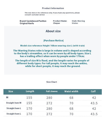 Warring States Hanfu — Straight Skirt Robe with Large Volume Tail for Women