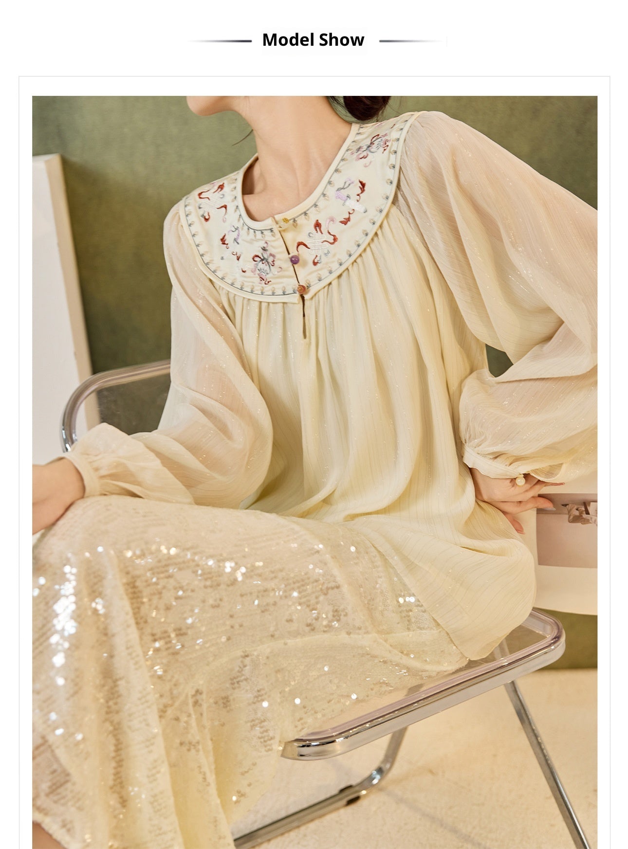New Chinese Style Embroidered Mesh Shirt | Autumn Light Luxury Elegant Top