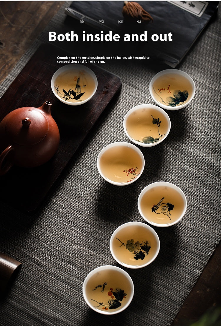 Hand-Painted Blue and White Porcelain Master Tea Cup Jingdezhen