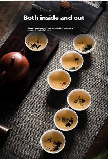 Hand-Painted Blue and White Porcelain Master Tea Cup Jingdezhen