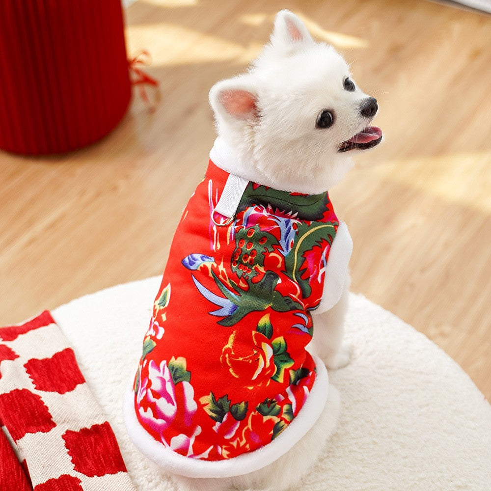 Pet Northeast Large Floral Coat Warm Cotton Jacket for Dogs & Cats