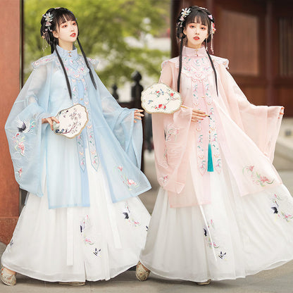 Elegant Hanfu Set — Princess Costume with Cloud Shoulders & Stand Collar
