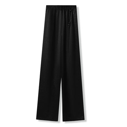 New Chinese Style High-Waist Wide-Leg Acetate Pants for Women