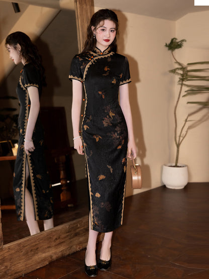 Black Dream Cheongsam – Youth High-End Slim Fit Dress