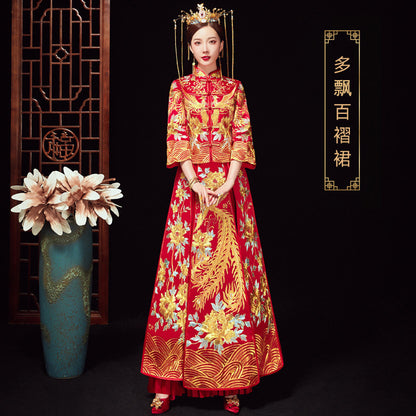 Xiuhe Wedding Dress Bride Plus Size Dragon Phoenix Gown Set