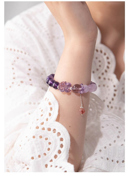 Natural Amethyst Nine-Purple Fire Bracelet — Lucky Exam Charm for Women