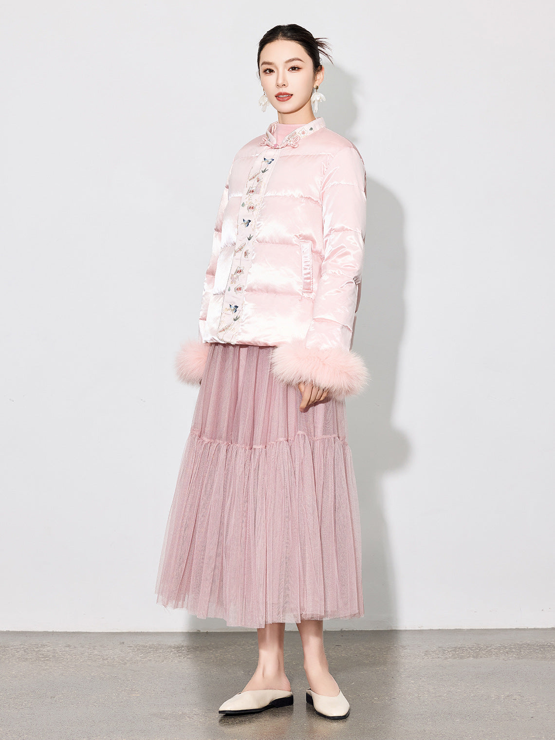 Luxury Pleated Mesh Skirt — Fairy-Inspired Layered Hem Midi