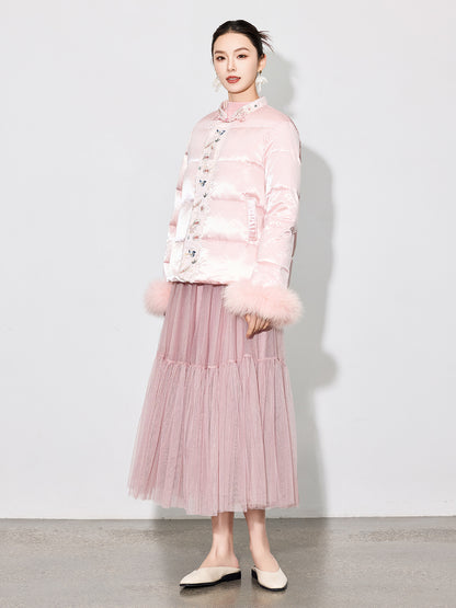 Luxury Pleated Mesh Skirt — Fairy-Inspired Layered Hem Midi