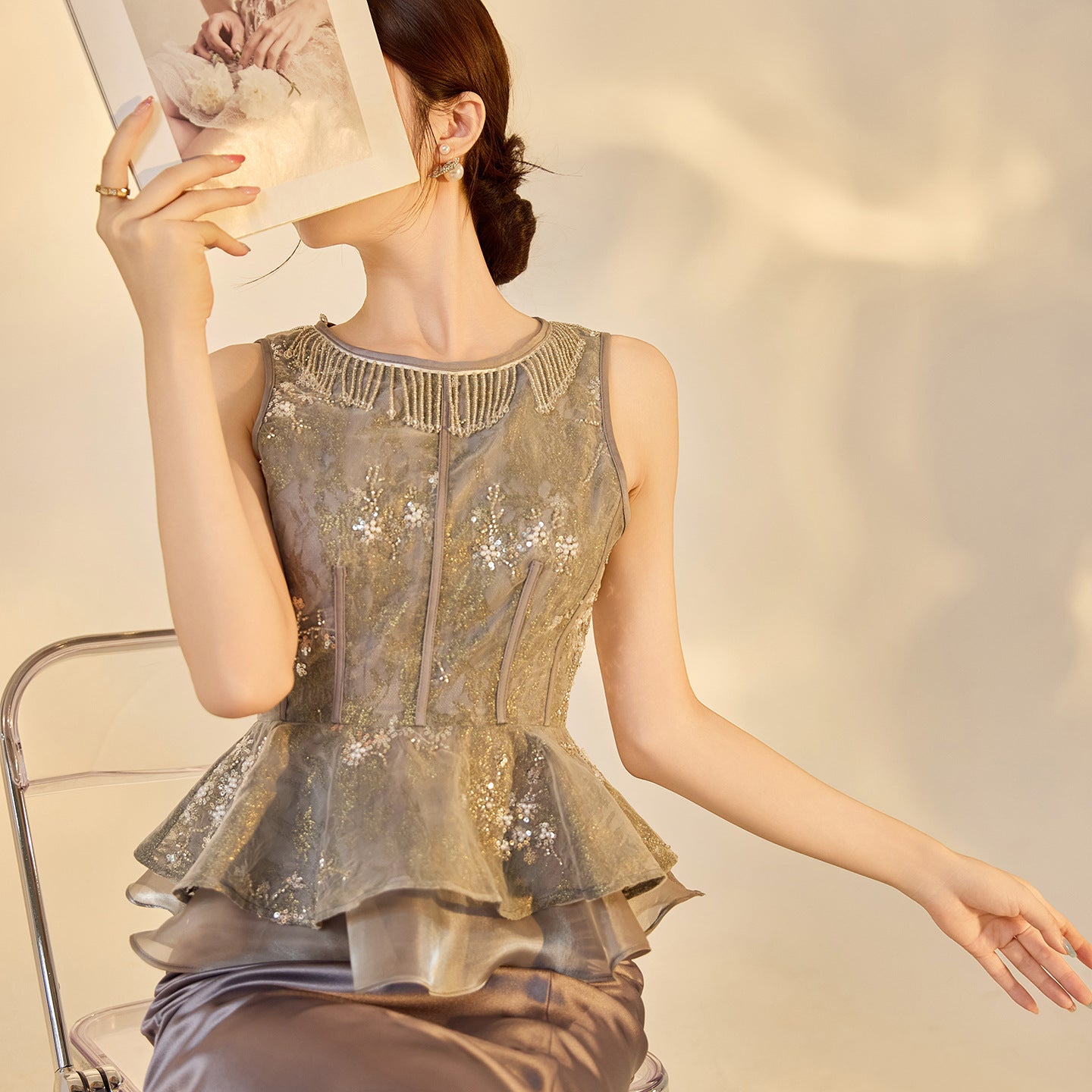 Elegant National Style Jacquard Beaded Embroidery Women's Set