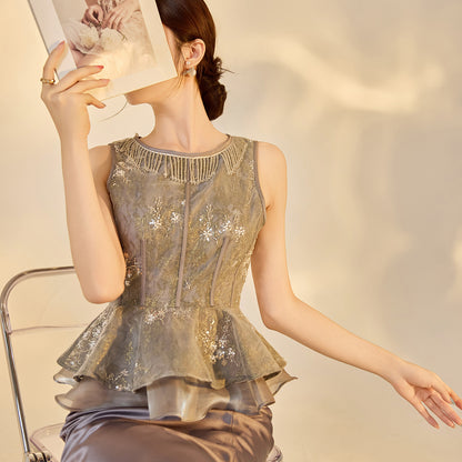 Elegant National Style Jacquard Beaded Embroidery Women's Set