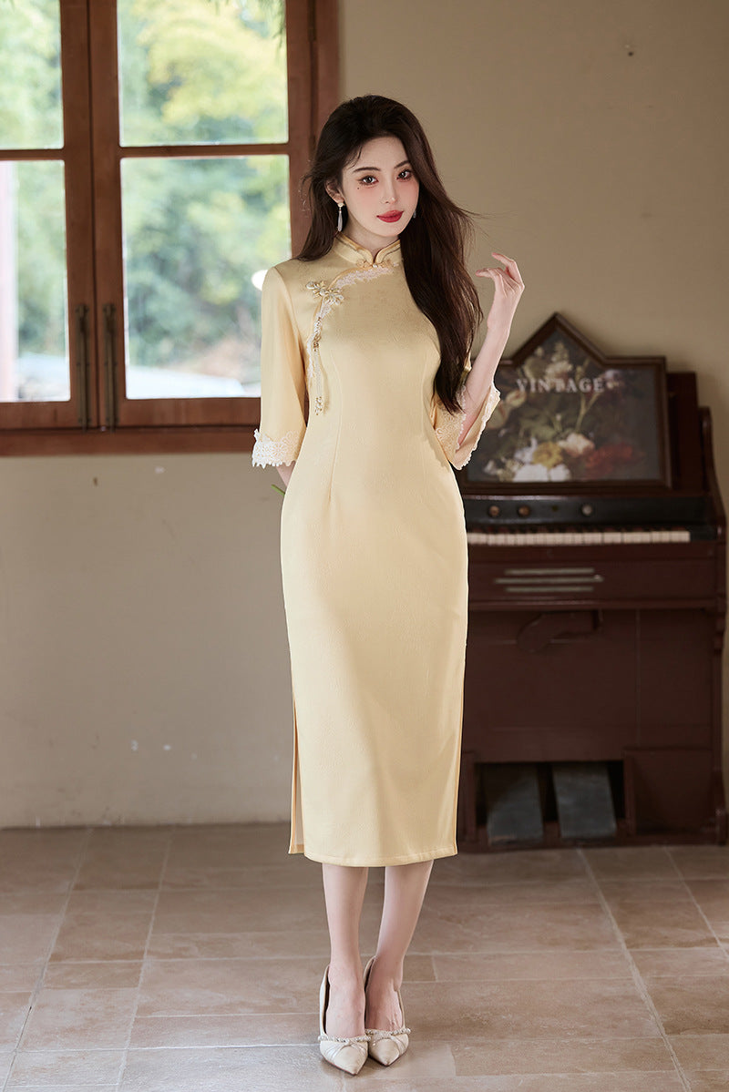 Purple Cheongsam 2025 – Elegant Young Chinese Style Autumn Dress