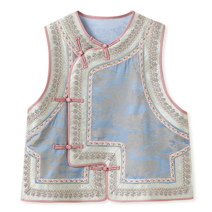 New Chinese Style Heavy Embroidery Rayon Vest for Women