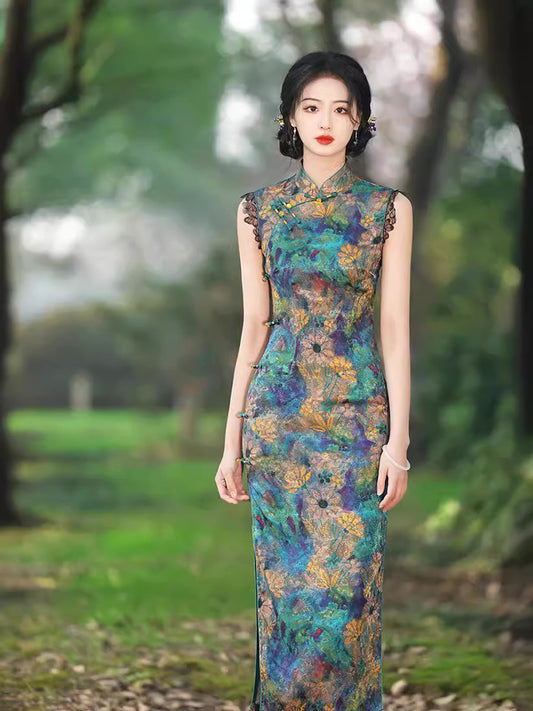 Elegant Sleeveless Cheongsam – Youth Retro High-End Dress